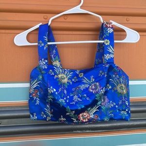 Forever 21 Metallic Blue Crop